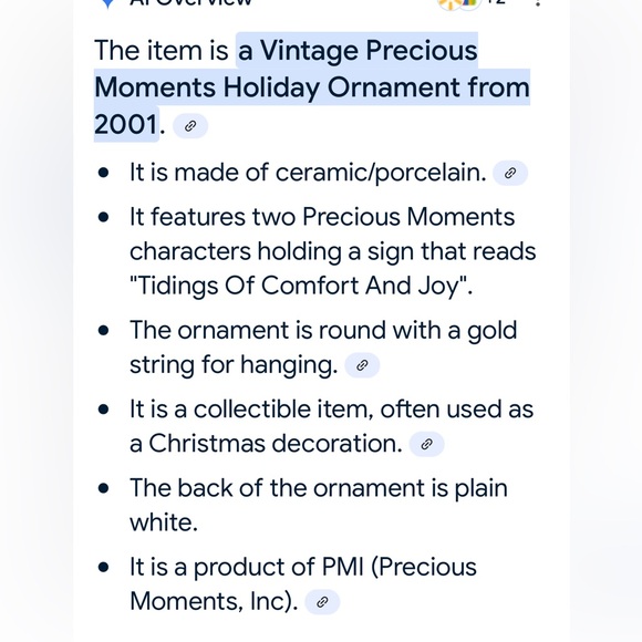 Vintage Precious Moments Christmas Remembered 2 Porcelain Holiday Ornaments 2001 - Picture 9 of 9